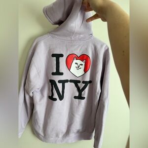 Rip n Dip I love New York lavender cat hoodie medium unisex used ripndip